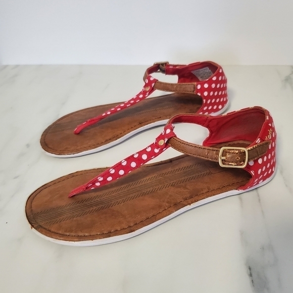 Keds Tealight T-Strap Red Polka Dot Womens Sandal - Picture 3 of 6